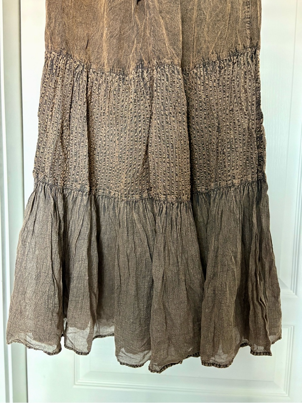 Young Threads NWT Boho Chic Tiered Patch Inserted Corduroy Mocha Wide Leg Pants - Picture 16 of 17